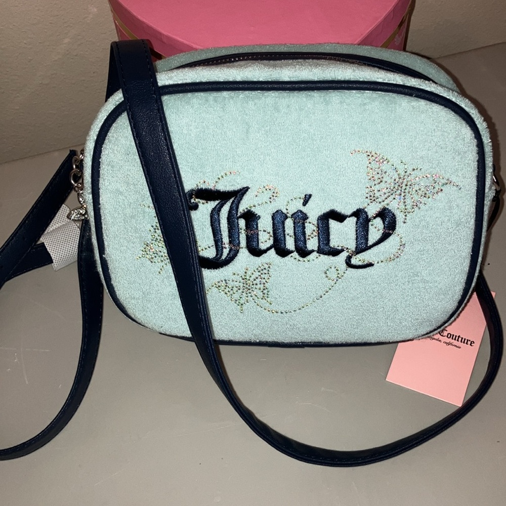 ✨Juicy Couture bling velour vintage style crossbody bag purse NWT - Picture 6 of 11